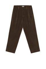Double Pleat Pant in Walnut Velvet