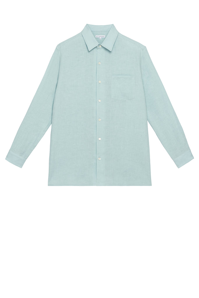 Oversized Button Up in Sky Blue Linen