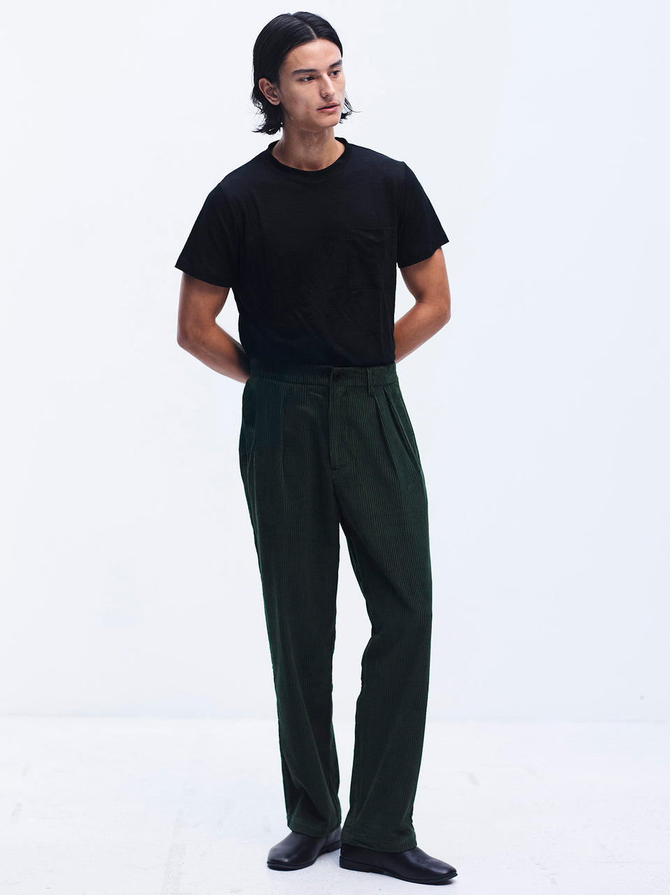 Double Pleat Pant in Glade Green Corduroy