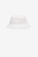 Bucket Hat in White Textured Linen