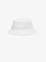 Bucket Hat in White Textured Linen