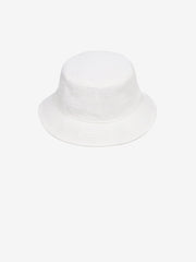 Bucket Hat in White Textured Linen
