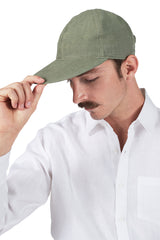 Cap in Olive Green Linen