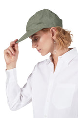 Cap in Olive Green Linen