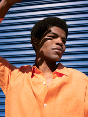 Oversized Button Up in Mango Linen