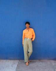Czech Military Pant in Olive Linen