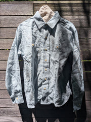 Overshirt in sky blue linen
