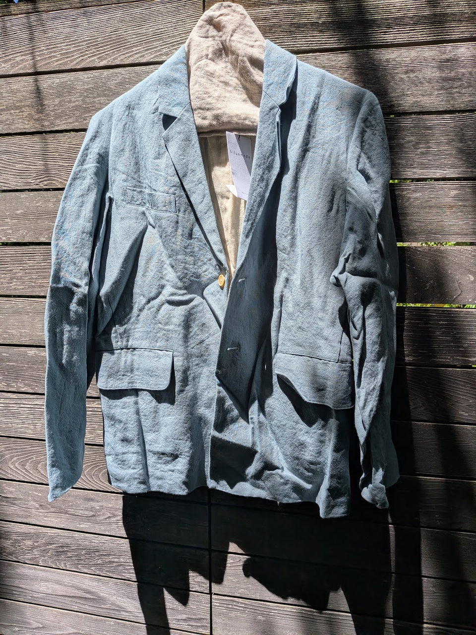 Long Lined Blazer in Blue Linen