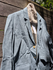 Long Lined Blazer in Blue Linen