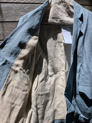Long Lined Blazer in Blue Linen