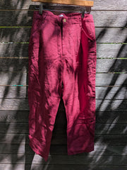 Single-pleat Pant in Raspberry Linen