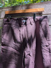 Split Back Trouser in Dark Purple Linen