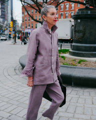 Jacket Shirt in Purple Linen