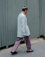 Oversized Button Up in Sky Blue Linen