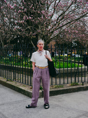 Double Pleat Pant in Koala Linen