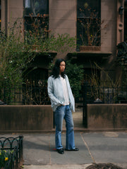 Oversized Button Up in Sky Blue Linen