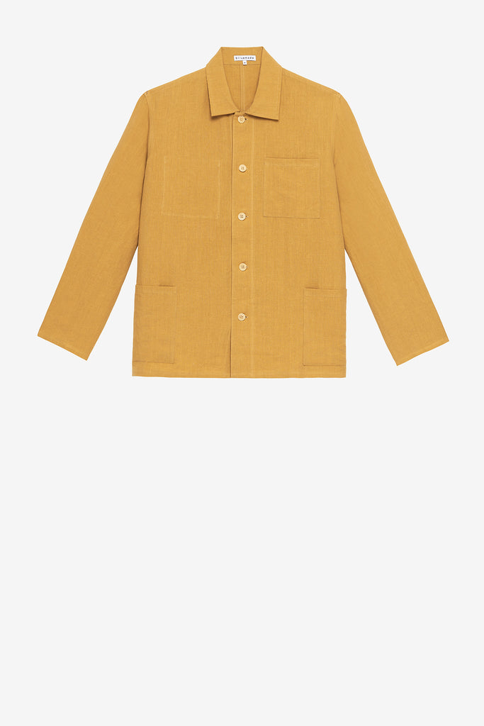Chore coat in antelope khaki linen