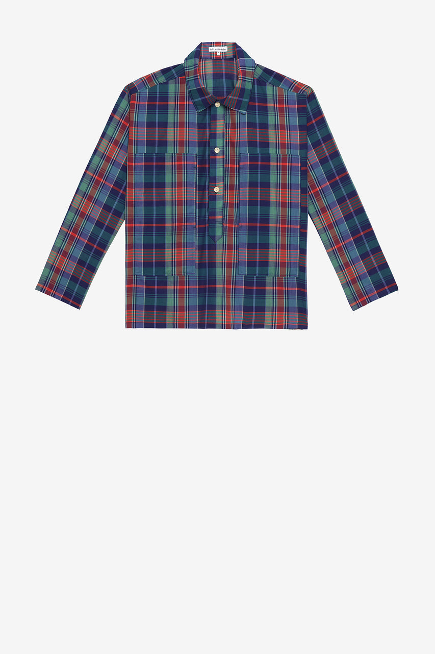 Naval pullover in Japanese cotton plaid