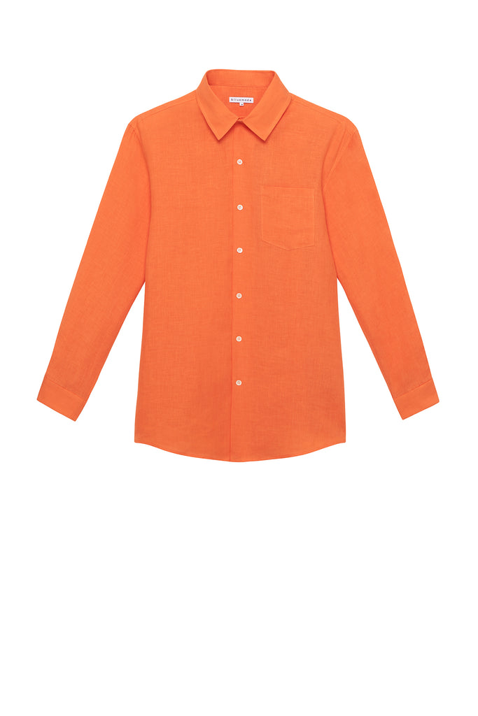 Oversized Button Up in Mango Linen