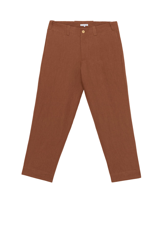 Baseball Pant in Cognac Linen