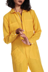Coveralls in Turmeric Double Cloth Cotton Gauze