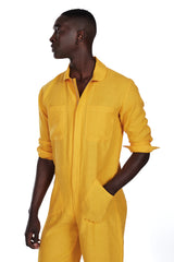 Coveralls in Turmeric Double Cloth Cotton Gauze