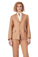 Long Lined Blazer in Toast Linen