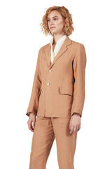 Long Lined Blazer in Toast Linen