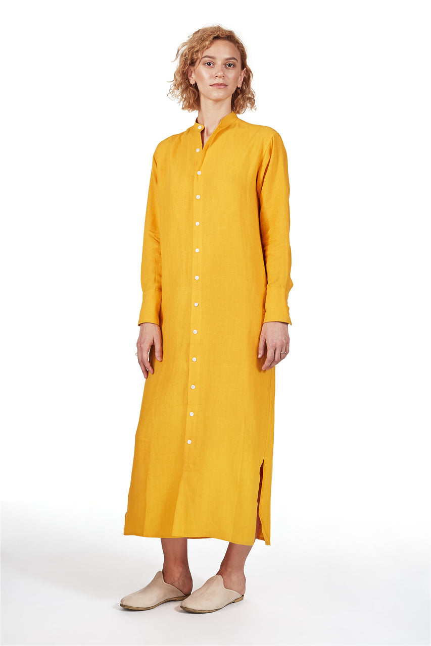 Tunic Dress in Yolk Linen