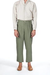 Single-pleat Pant in Raspberry Linen
