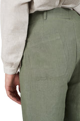 Single-pleat Pant in Raspberry Linen