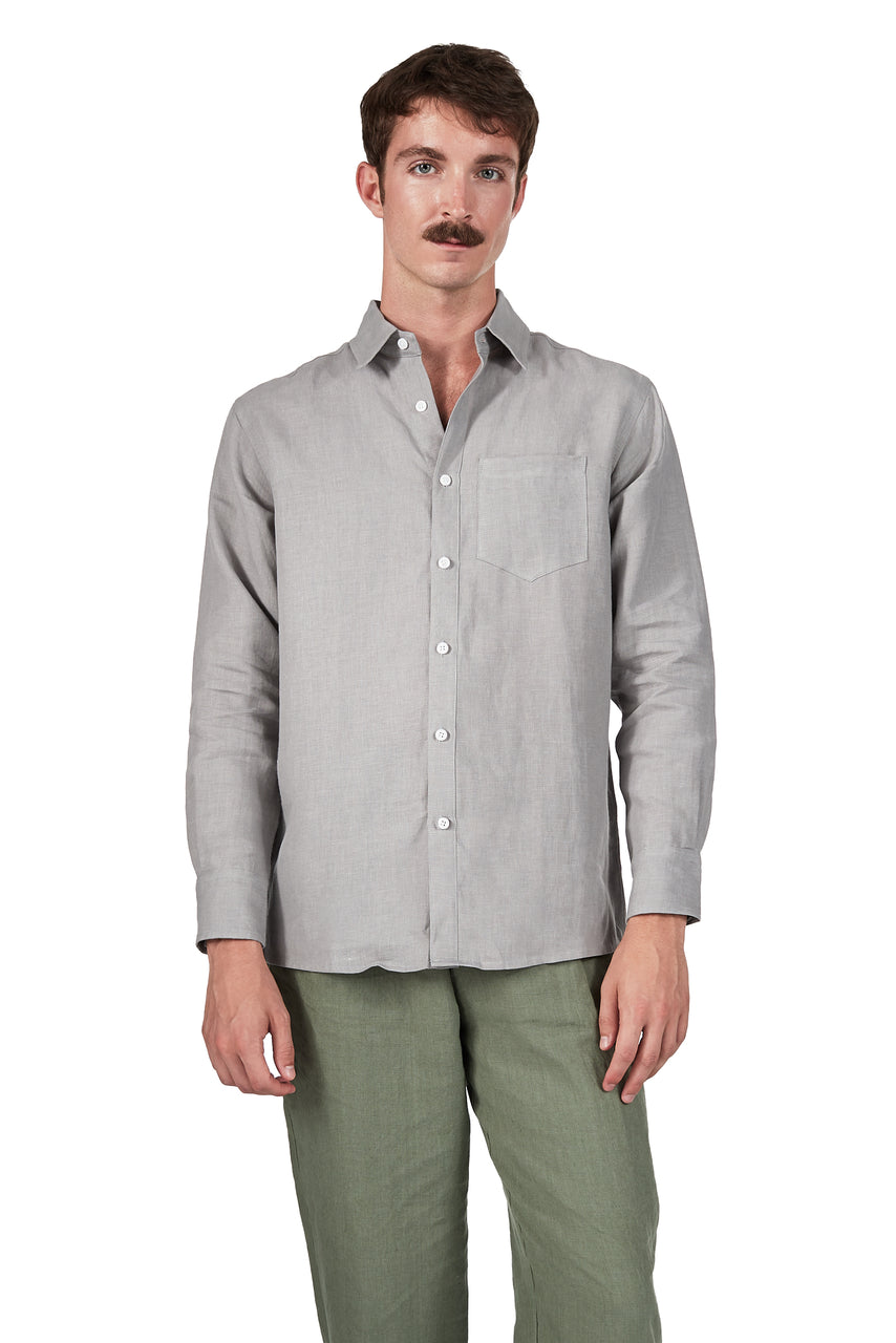 Long-sleeve Button Up in Fog Linen