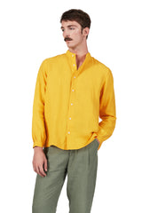Classic Monk Shirt in Yolk Linen