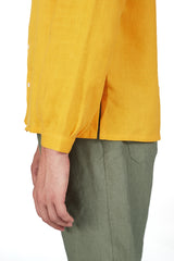 Classic Monk Shirt in Yolk Linen