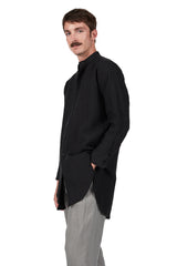 Tuxedo Shirt in Black Linen