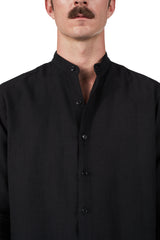 Tuxedo Shirt in Black Linen