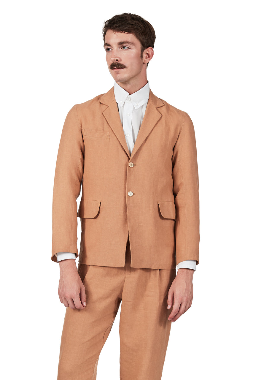 Long Lined Blazer in Toast Linen