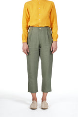 Single-pleat Pant in Raspberry Linen