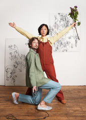 Zipped Overall in Raisin Linen