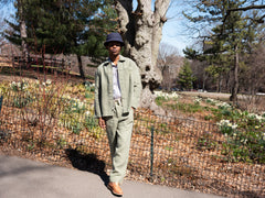 Chore Coat in Olive Green Linen