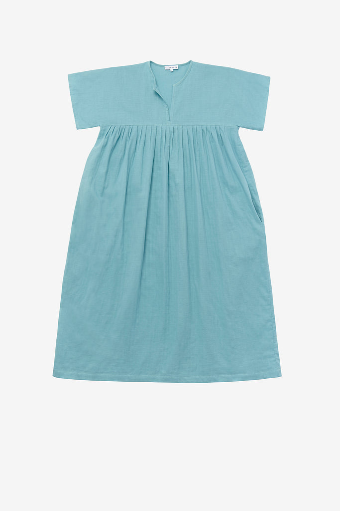 Smock dress in robins egg blue